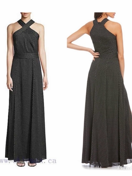 H by Halston Dresses & Skirts - H by Halston Black Polka Dot Crisscross Halter Maxi Dress
